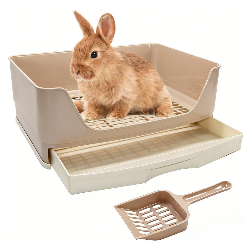 BWOGUE Large Rabbit Litter Box Toilet,Potty Trainer Corner Bedding with Drawer Larger Pet Pan for Adult Guinea Pigs, Rabbits, Hamster, Chinchilla, Ferret, Galesaur, Small Animals(White) - Image 1